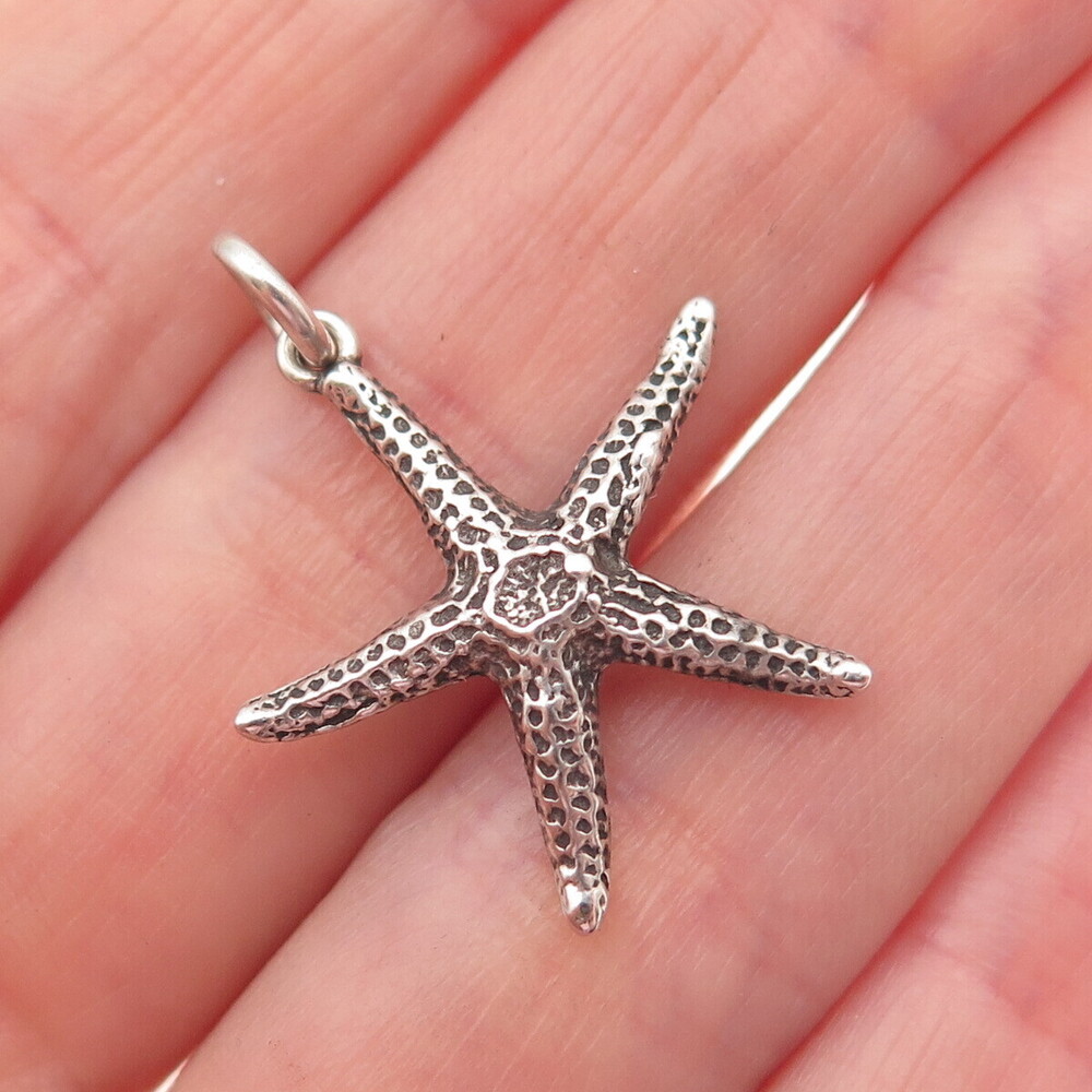 SUNWEST 925 Sterling Silver Vintage Starfish Oxidized Charm Pendant